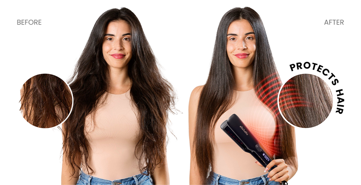 Before and after hair straightening results